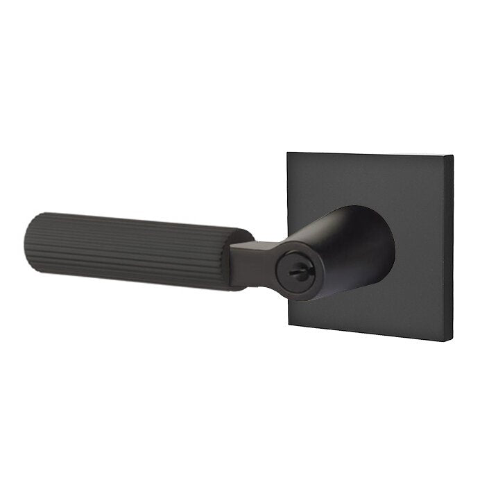 Emtek L Square Knurled Key In Lever Lockset Single Cylinder with Square Rosette