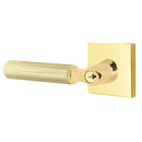 Emtek L Square Straight Knurled Key In Lever Lockset Single Cylinder with Square Rosette