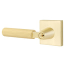 Emtek L Square Straight Knurled Key In Lever Lockset Single Cylinder with Square Rosette