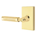 Emtek L Square Knurled Key In Lever Lockset Single Cylinder with Modern Rectangular Rosette