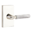 Emtek L Square White Marble Key In Lever Lockset Single Cylinder with Modern Rectangular Rosette