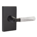 Emtek L Square White Marble Key In Lever Lockset Single Cylinder with Modern Rectangular Rosette