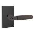 Emtek L Square Straight knurled Key In Lever Lockset Dummy, Pair with Modern Rectangular Rosette