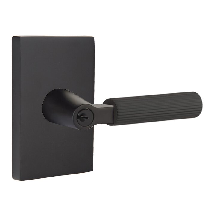 Emtek L Square Straight knurled Key In Lever Lockset Dummy, Pair with Modern Rectangular Rosette