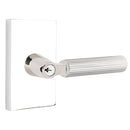 Emtek L Square Straight Knurled Key In Lever Lockset Single Cylinder with Modern Rectangular Rosette
