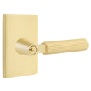Emtek L Square Straight Knurled Key In Lever Lockset Single Cylinder with Modern Rectangular Rosette