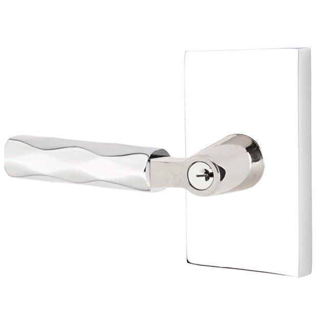 Emtek L Square Tribeca Key In Lever Lockset Single Cylinder with Modern Rectangular Rosette