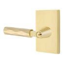 Emtek L Square Tribeca Key In Lever Lockset Single Cylinder with Modern Rectangular Rosette