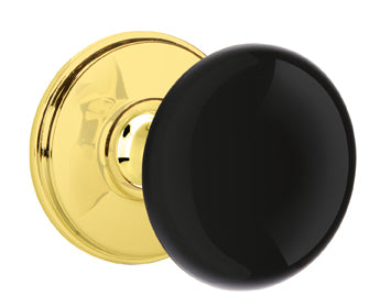 Emtek Brass Rosette Ebony Knob With Watford Rosette