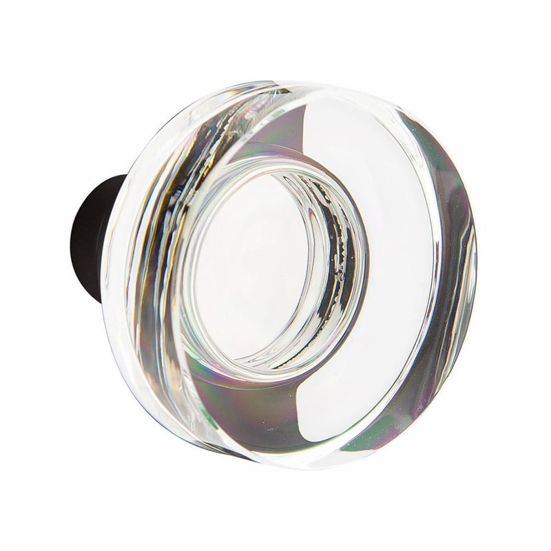 Emtek Denver Tubular Handleset with Modern Disc Glass Knob