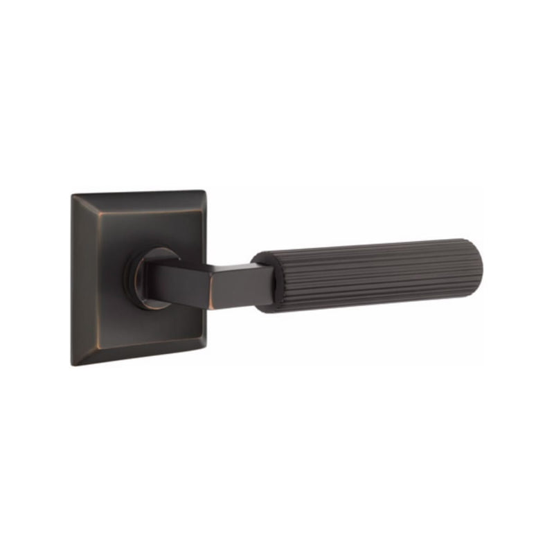 Emtek Select L-Square Straight Knurled Lever Concealed Screws with Quincy Rosette