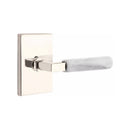 Emtek Select L-Square White Marble Lever Concealed Screws with Modern Rectangular Rosette