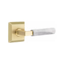 Emtek Select L-Square White Marble Lever Concealed Screws  with Quincy Rosette