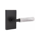 Emtek Select L-Square White Marble Lever Concealed Screws with Modern Rectangular Rosette