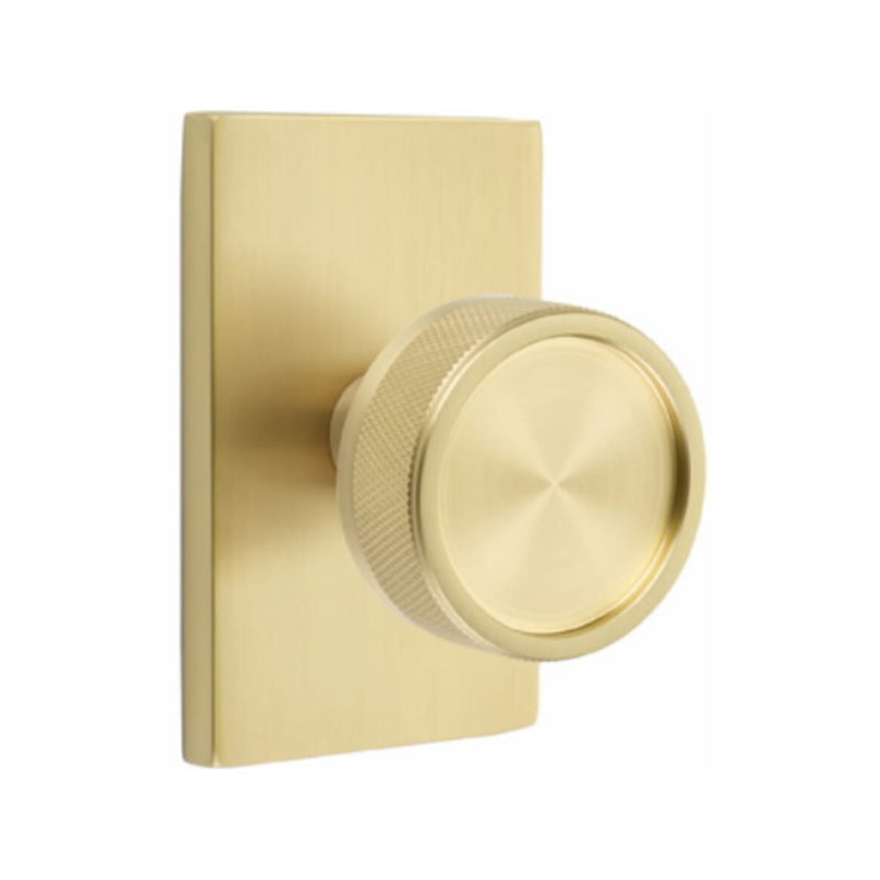 Emtek Select Conical Knurled Knob  Concealed Screws with Modern Rectangular Rosette
