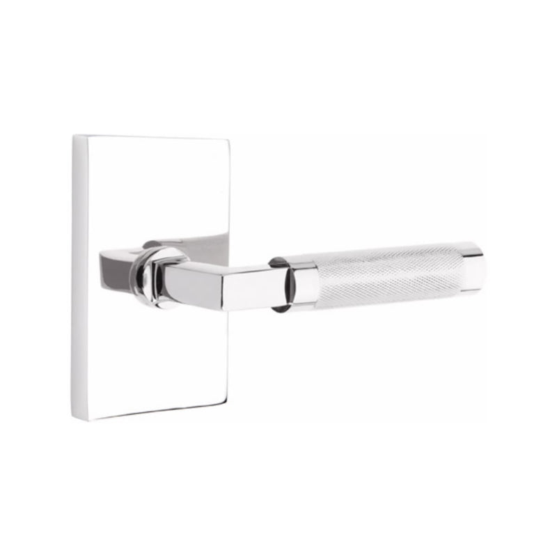 Emtek Select L-Square Knurled Lever with Modern Rectangular Rosette