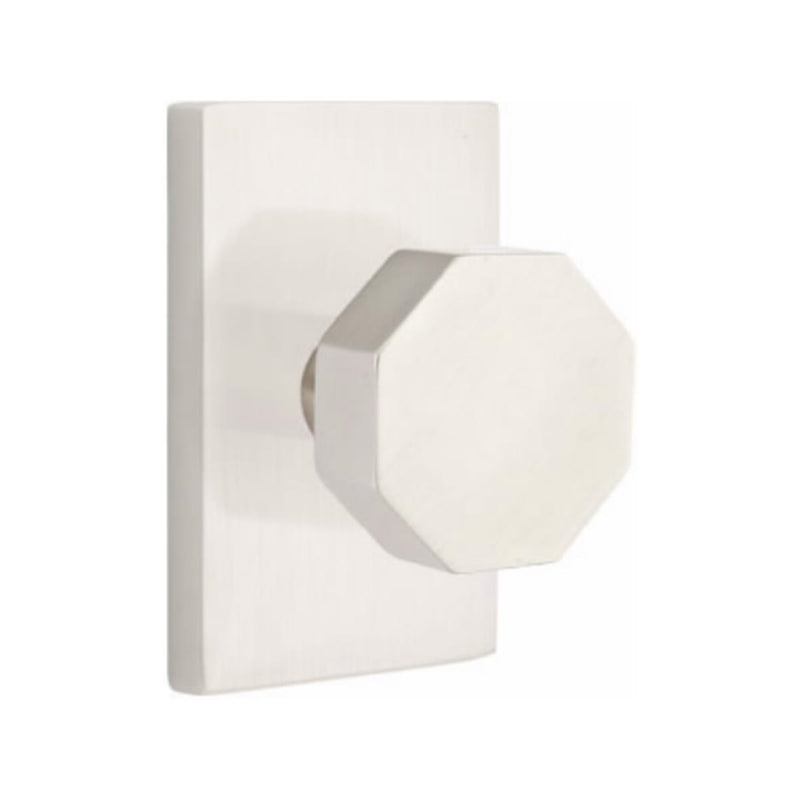 Emtek Octagon Knob Concealed Screws with Modern Rectangular Rosette
