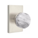 Emtek Select Conical White Marble Knob with Modern Rectangular Rosette