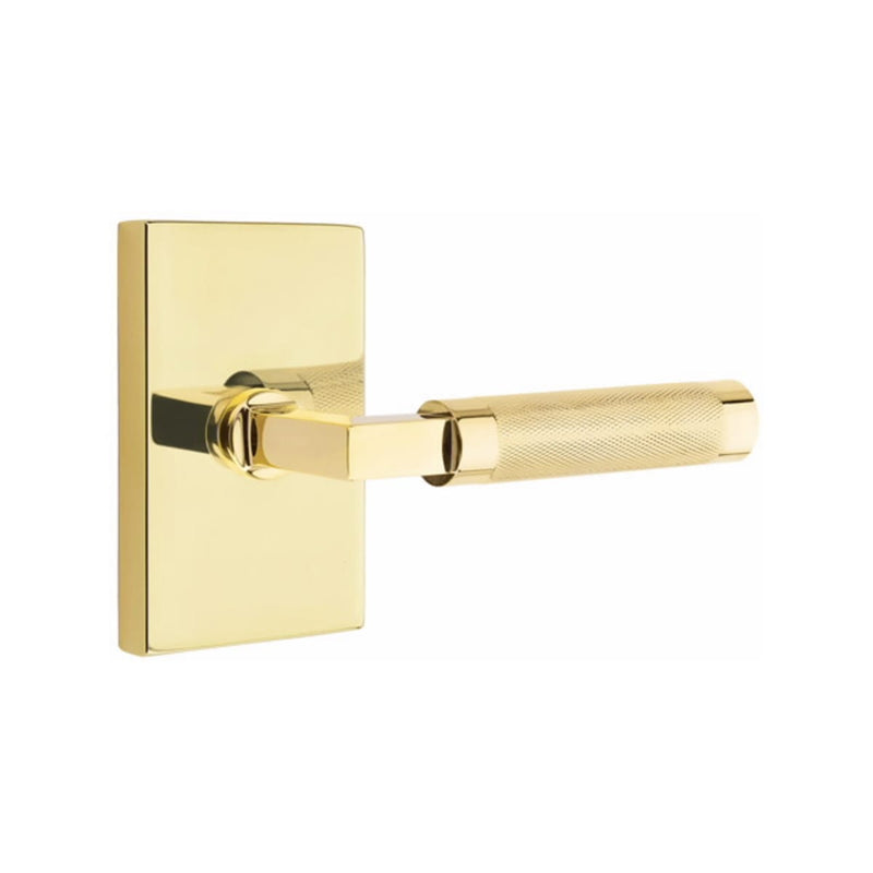 Emtek Select L-Square Knurled Lever with Modern Rectangular Rosette