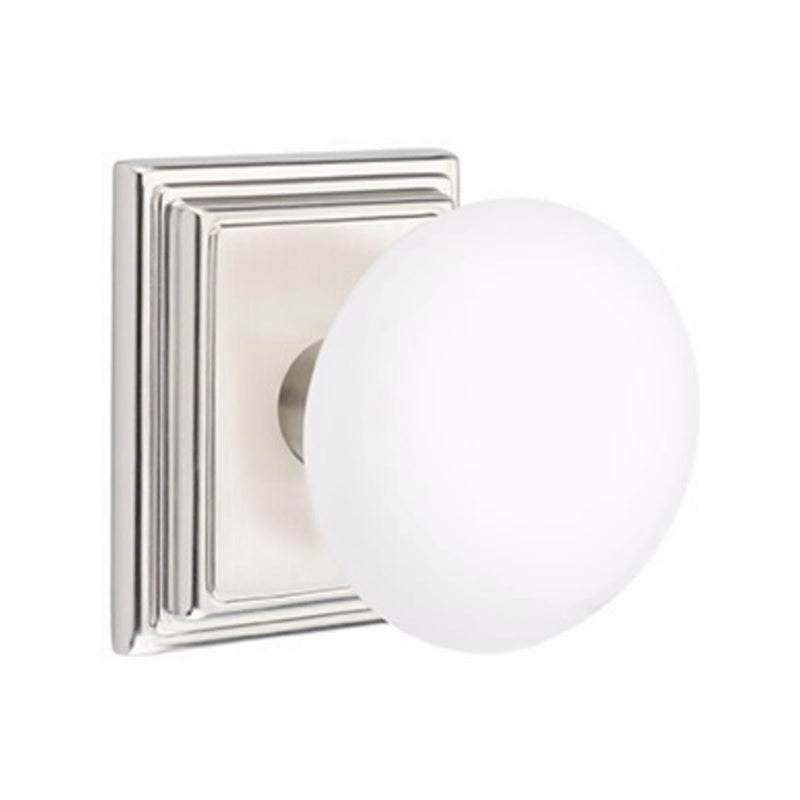 Emtek Brass Rosette Ice White Knob With Wilshire Rosette
