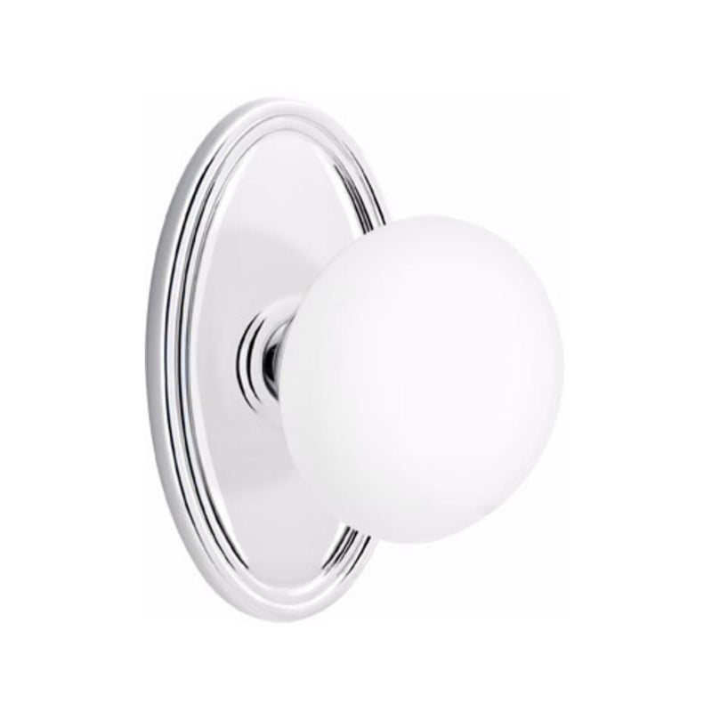 Emtek Brass Rosette Ice White Knob With Oval Rosette