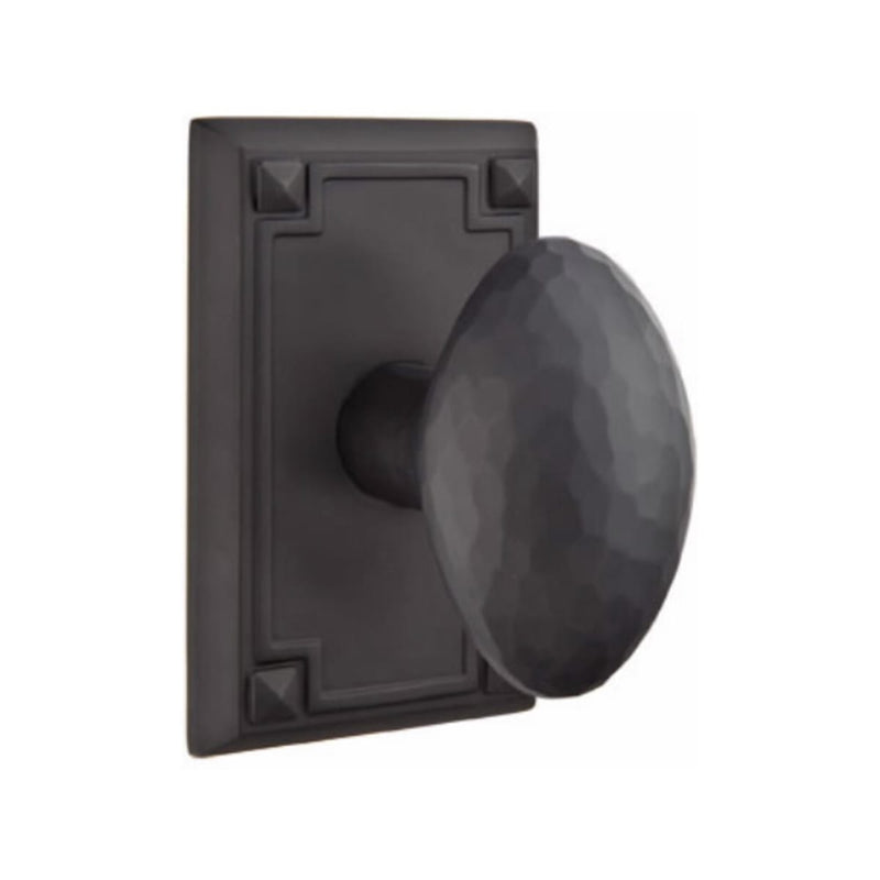 Emtek Hammered Egg Knob With Arts & Crafts Rosette