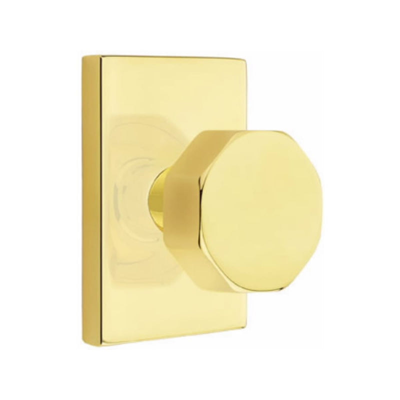 Emtek Octagon Knob Concealed Screws with Modern Rectangular Rosette