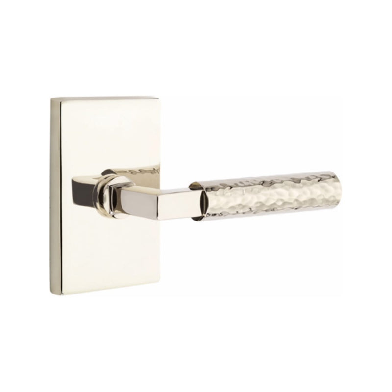 Emtek Select L-Square Hammered Lever Concealed Screws with Modern Rectangular Rosette