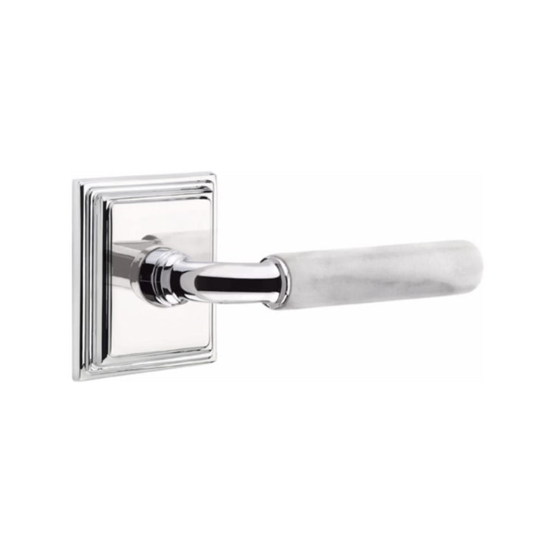 Emtek Select R-BAR White Marble Lever Concealed Screws with Wilshire Rosette
