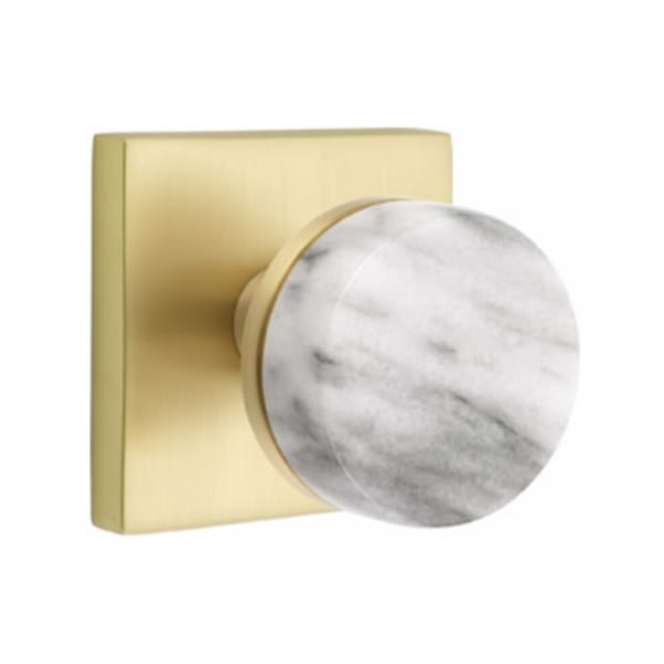 Emtek Select Conical White Marble Knob with Square Rosette