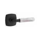 Emtek Select L-Square White Marble Lever Concealed Screws with Urban Modern Rosette