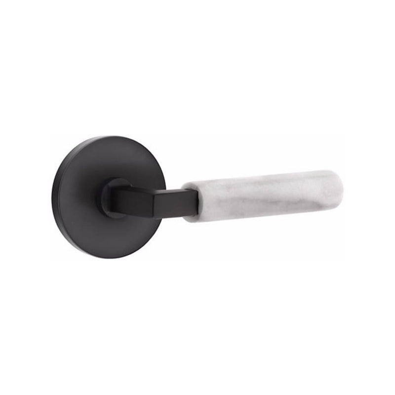 Emtek Select L-Square White Marble Lever Concealed Screws with Disk Rosette