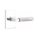 Emtek Select L-Square White Marble Lever Concealed Screws with Modern Rectangular Rosette
