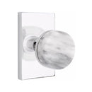 Emtek Select Conical White Marble Knob Concealed Screws with Modern Rectangular Rosette