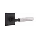 Emtek Select L-Square White Marble Lever with Quincy Rosette