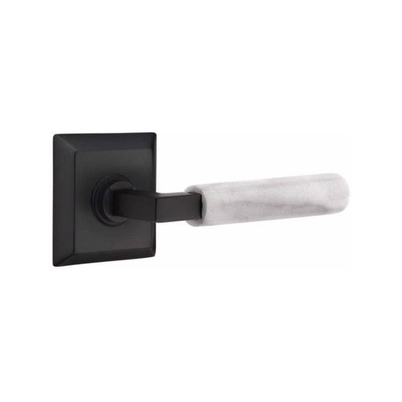 Emtek Select L-Square White Marble Lever Concealed Screws  with Quincy Rosette