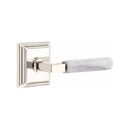 Emtek Select L-Square White Marble Lever Concealed Screws with Wilshire Rosette