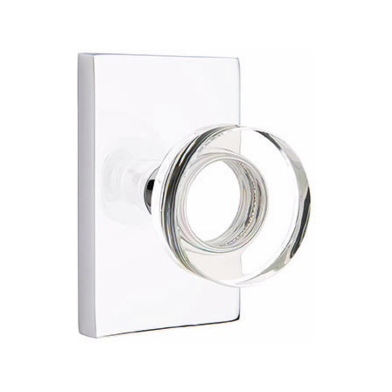 Emtek Modern Disc Knob Concealed Screws with Modern Rectangular Rosette