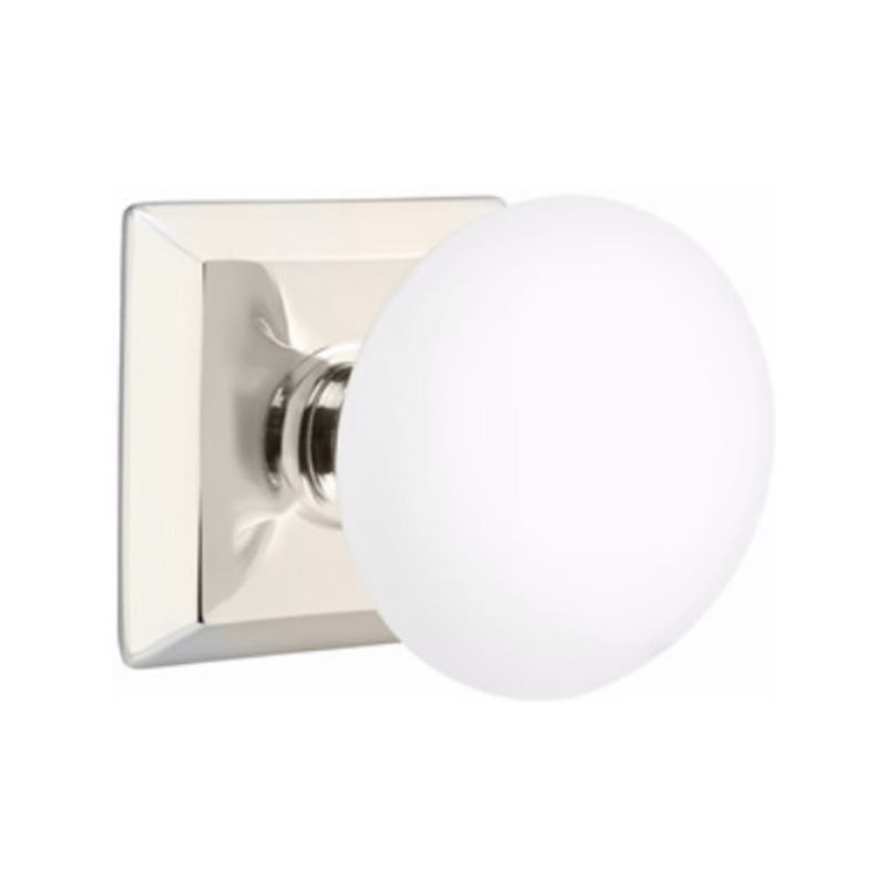 Emtek Brass Rosette Ice White Knob With Quincy Rosette
