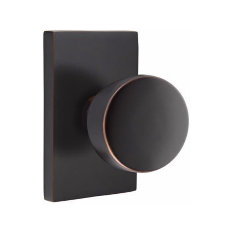 Emtek Laurent Knob Concealed Screws with Modern Rectangular Rosette