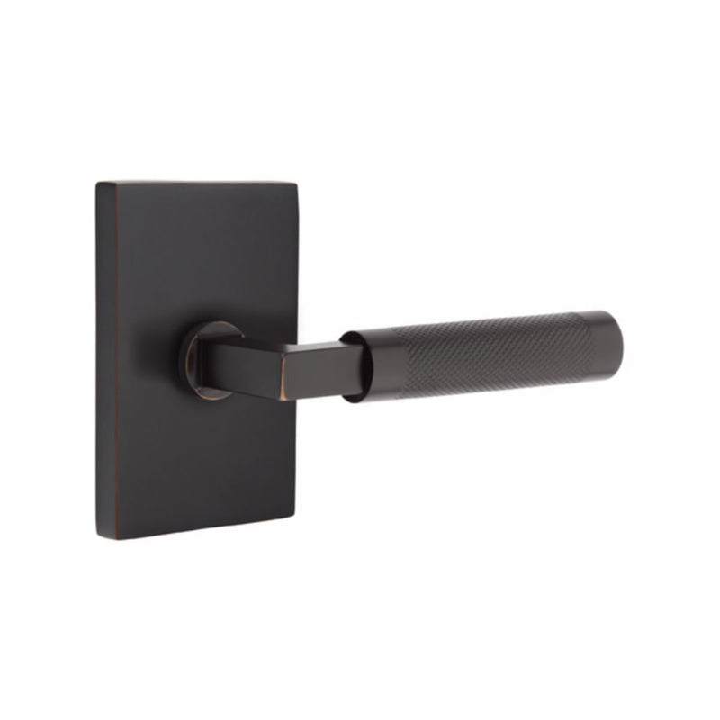 Emtek Select L-Square Knurled Lever with Modern Rectangular Rosette