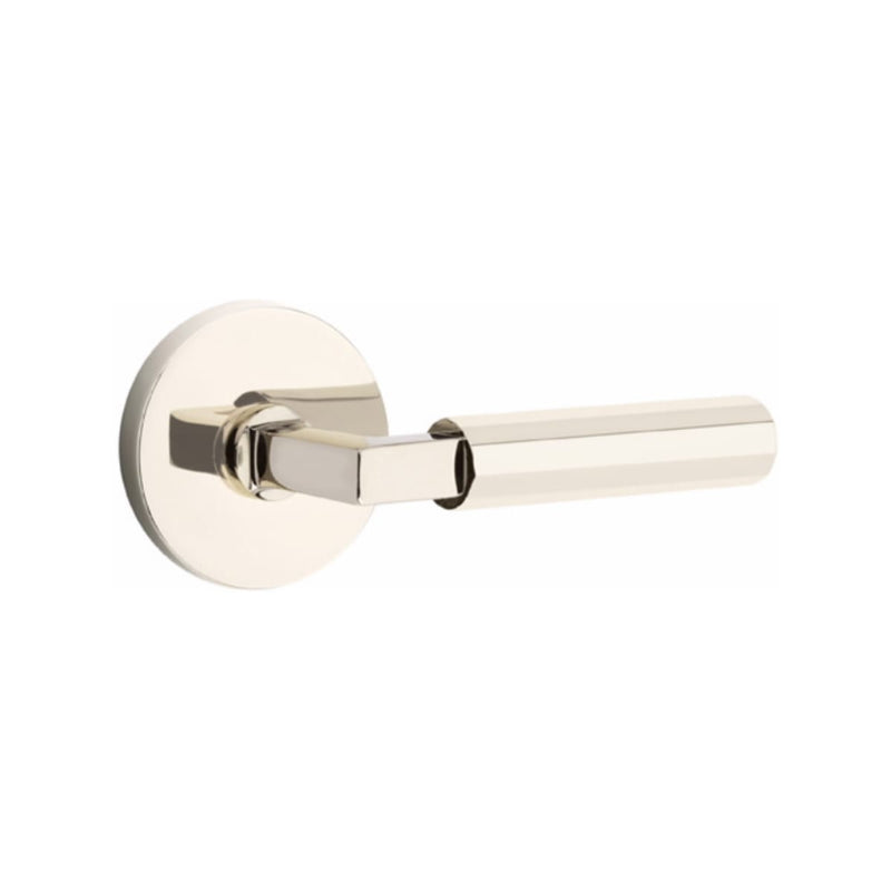 Emtek Select L-Square Faceted Lever Concealed Screws with Disk Rosette