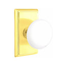 Emtek Brass Rosette Ice White Knob Concealed Screws With Rectangular Rosette