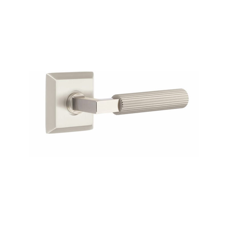 Emtek Select L-Square Straight Knurled Lever Concealed Screws with Quincy Rosette