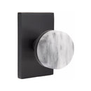 Emtek Select Conical White Marble Knob Concealed Screws with Modern Rectangular Rosette