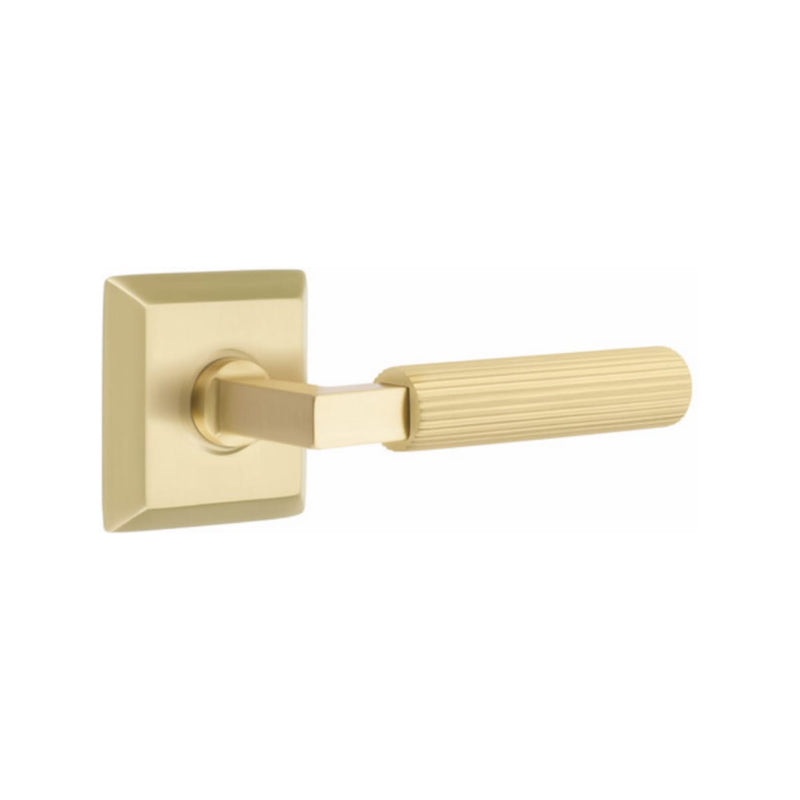 Emtek Select L-Square Straight Knurled Lever Concealed Screws with Quincy Rosette