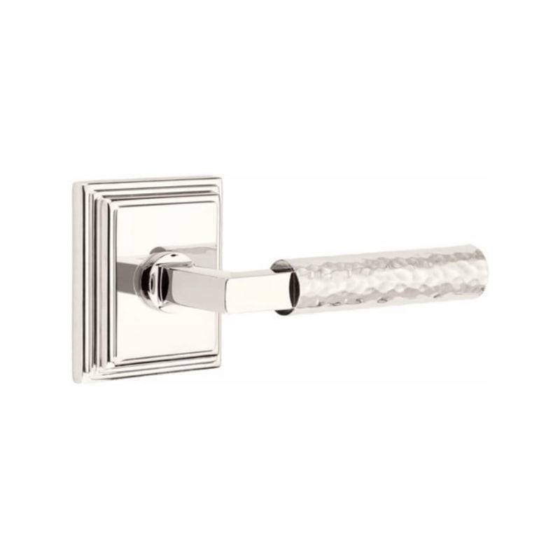 Emtek Select L-Square Hammered Lever Concealed Screws with Wilshire Rosette