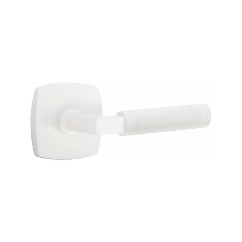 Emtek Select L-Square Knurled Lever Concealed Screws with Urban Modern Rosette