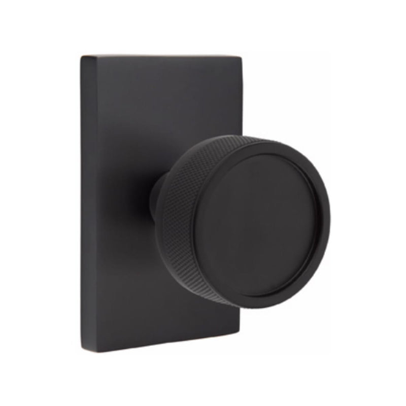 Emtek Select Conical Knurled Knob  Concealed Screws with Modern Rectangular Rosette