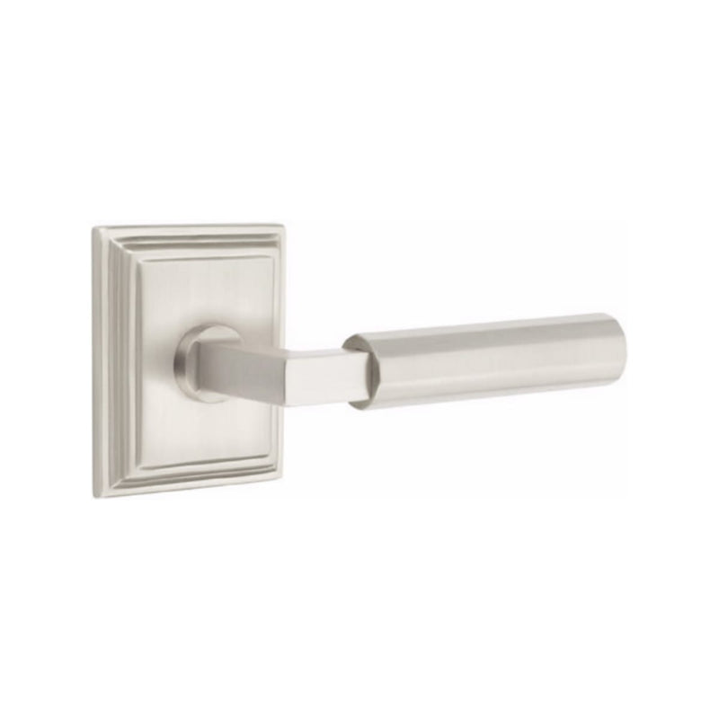 Emtek Select L-Square Faceted Lever Concealed Screws with Wilshire Rosette
